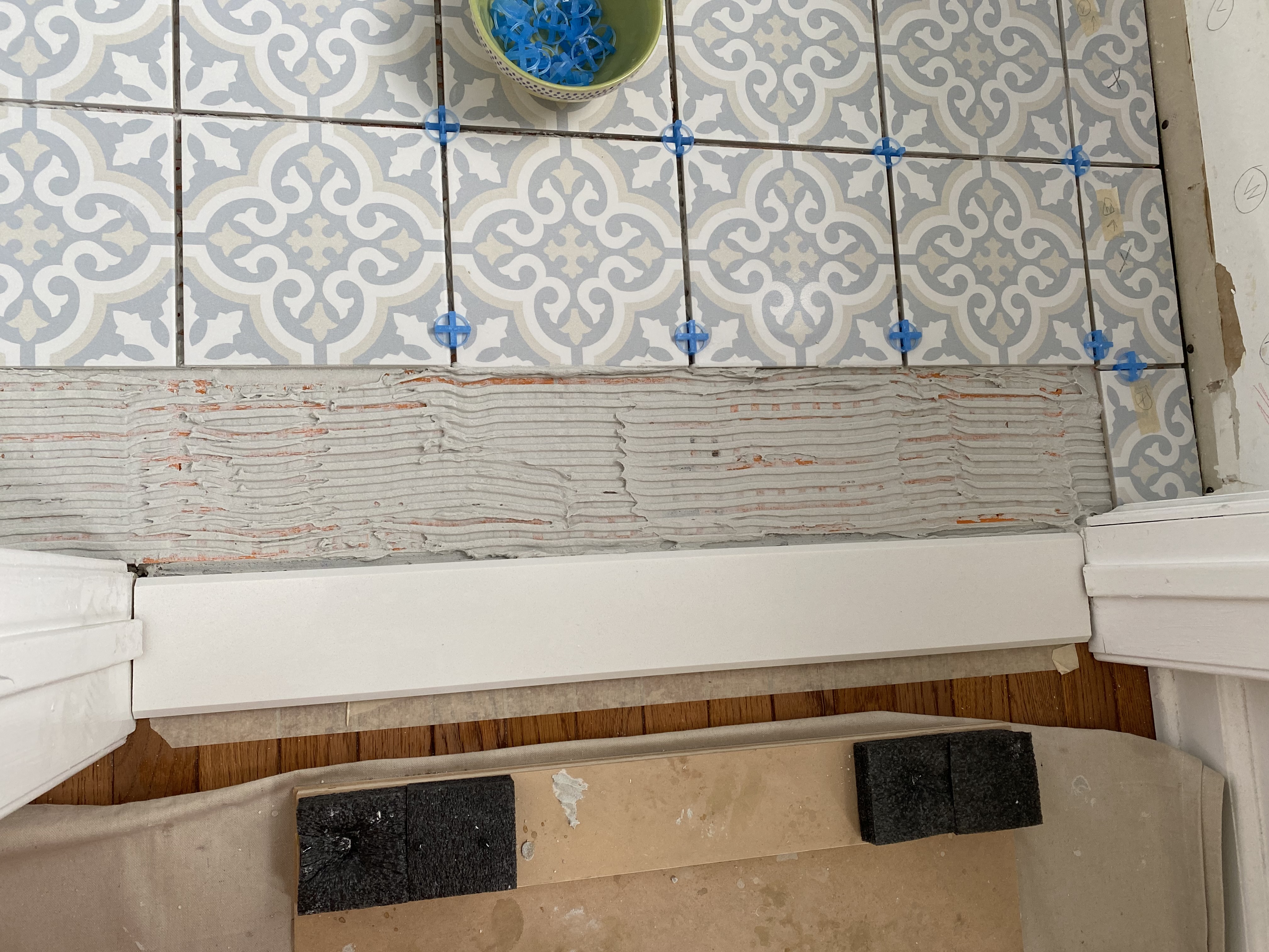 Powder Room Threshold Installation