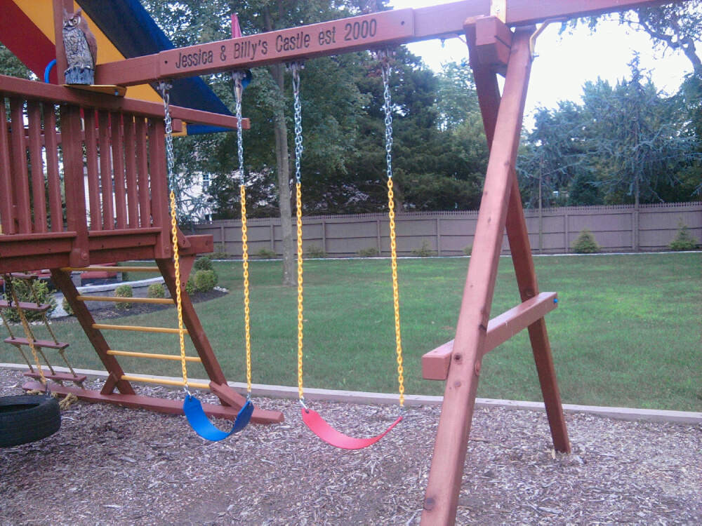 Redwood Swing Set - New Swings