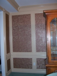 Dining Room Shadow Boxes with Wallpaper