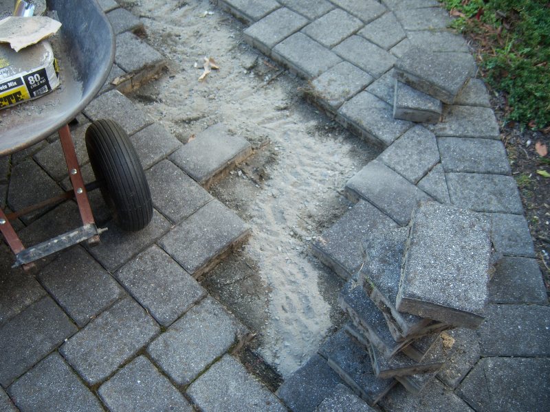 Concrete Backfill Under Paver Walkway