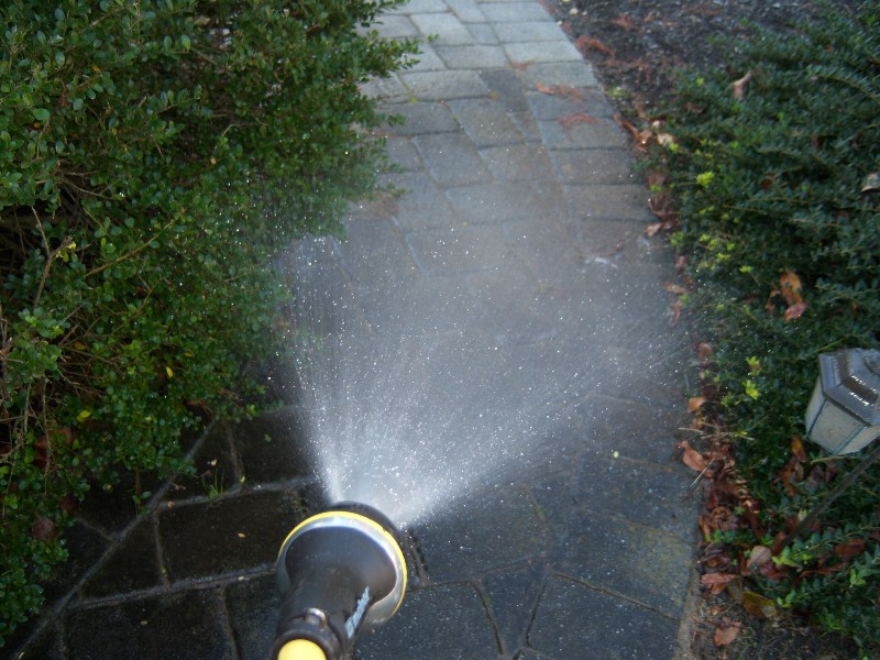 Light Spray on the Paver Walkway Polymer Jointing Sand