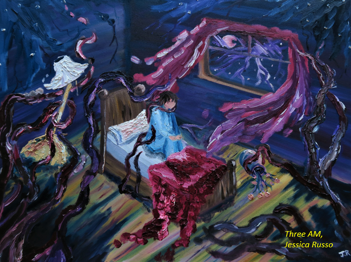 Three AM Jessica Russo Expressionism Fantasy Art Oil on Canvas