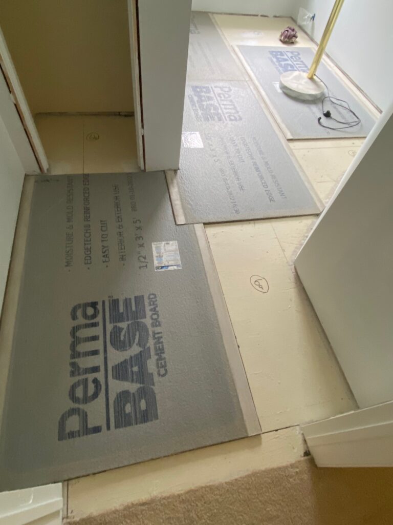 Cement Board Installation Bathroom Sub-Floor